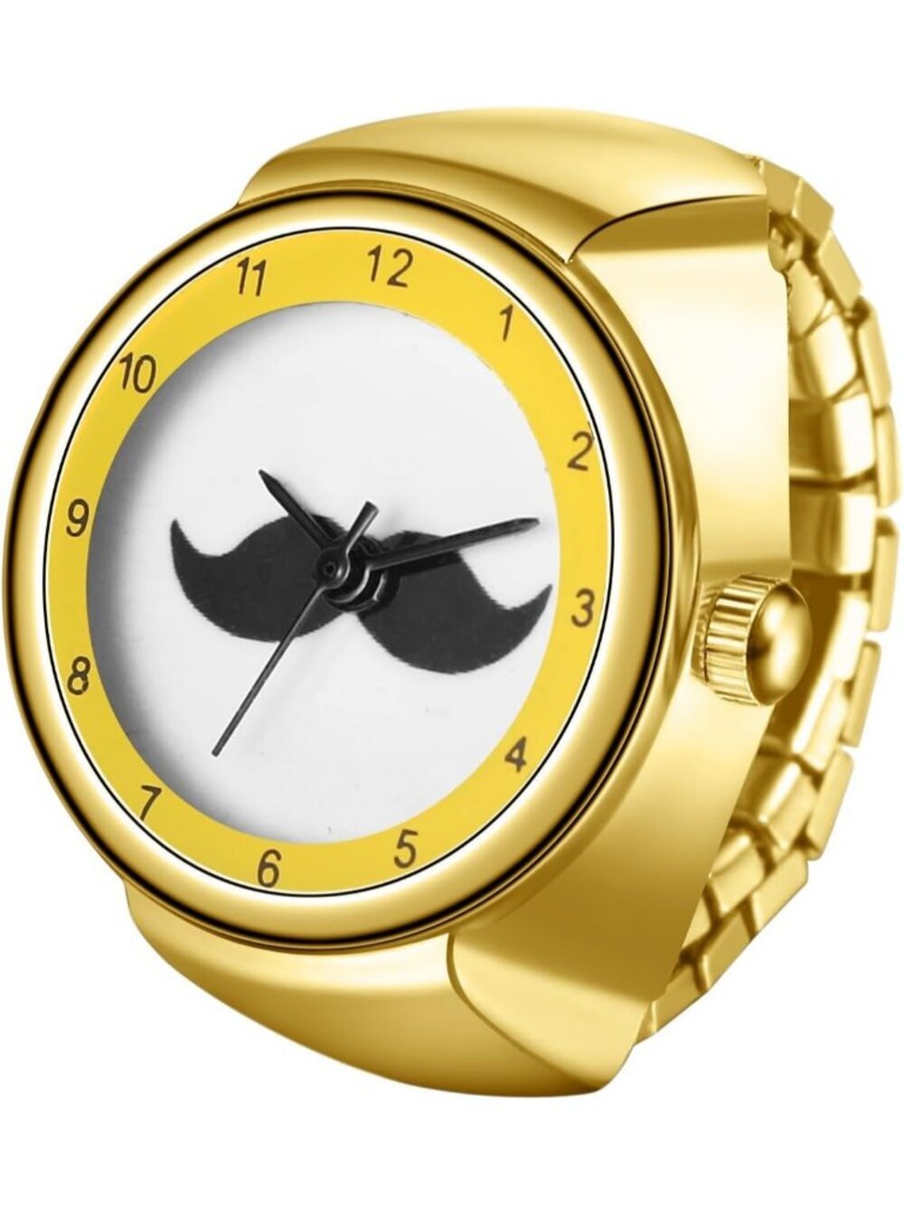 Unisex All Gold Analog Quartz Stainless Steel Arabic Numerals Casual Ring Watch